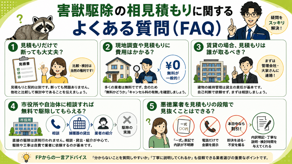 害獣駆除の相見積もりに関するよくある質問(FAQ)