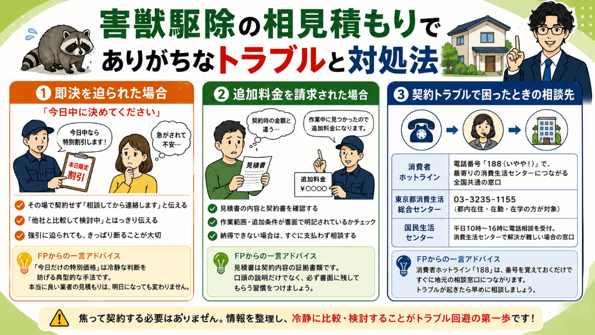 害獣駆除の相見積もりでありがちなトラブルと対処法