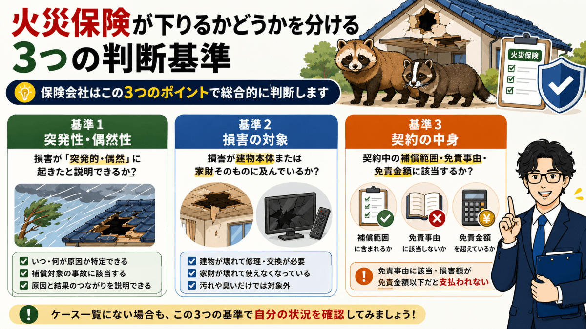 火災保険が下りるかどうかを分ける3つの判断基準