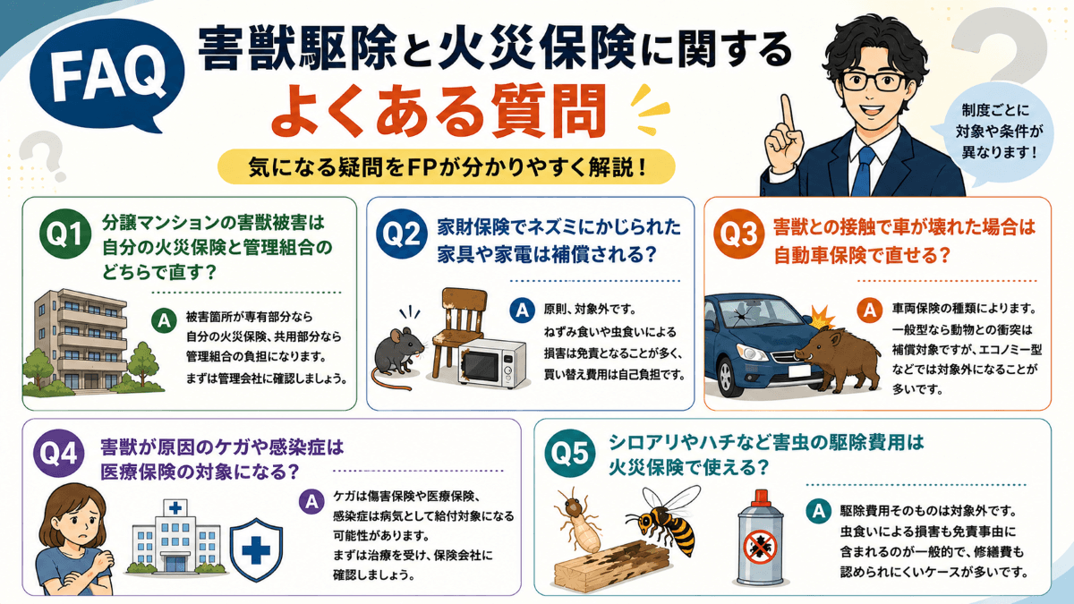 害獣駆除と火災保険に関するよくある質問(FAQ)