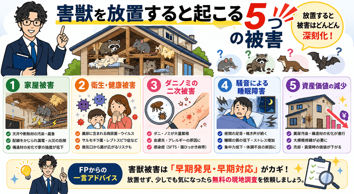 害獣を放置すると起こる5つの被害