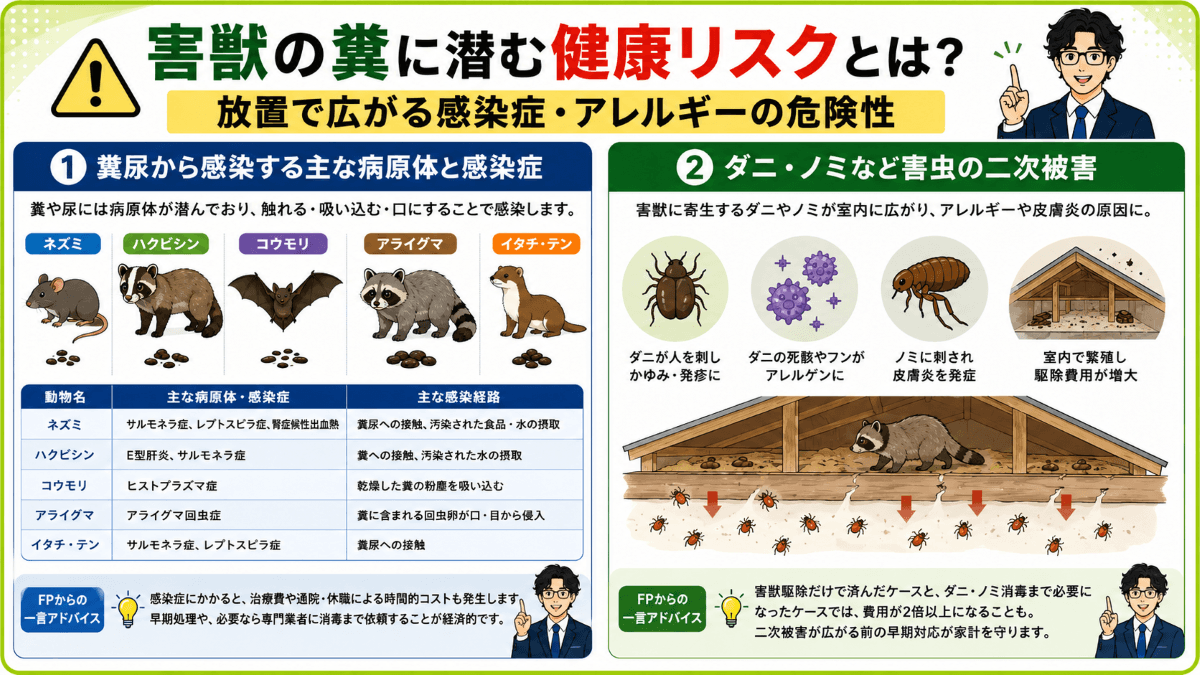 害獣の糞に潜む健康リスクとは?放置で広がる感染症・アレルギーの危険性
