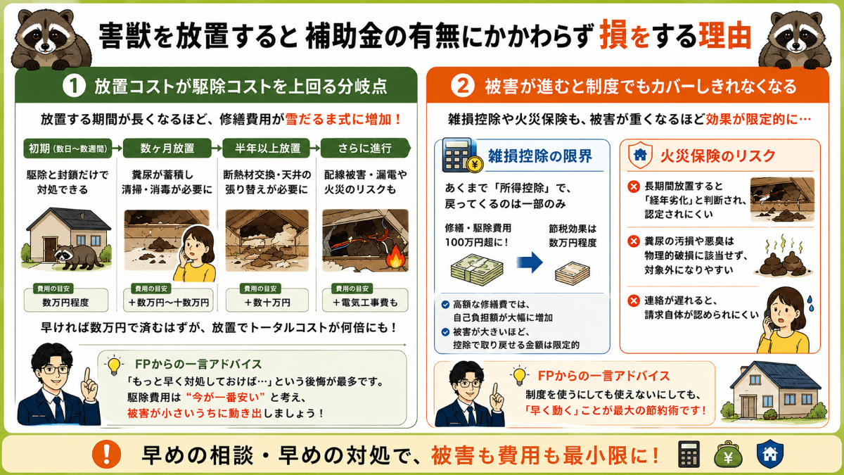 害獣を放置すると補助金の有無にかかわらず損をする理由