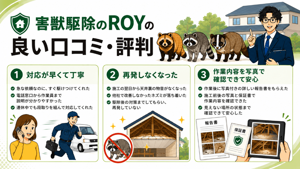 害獣駆除のROYの良い口コミ・評判