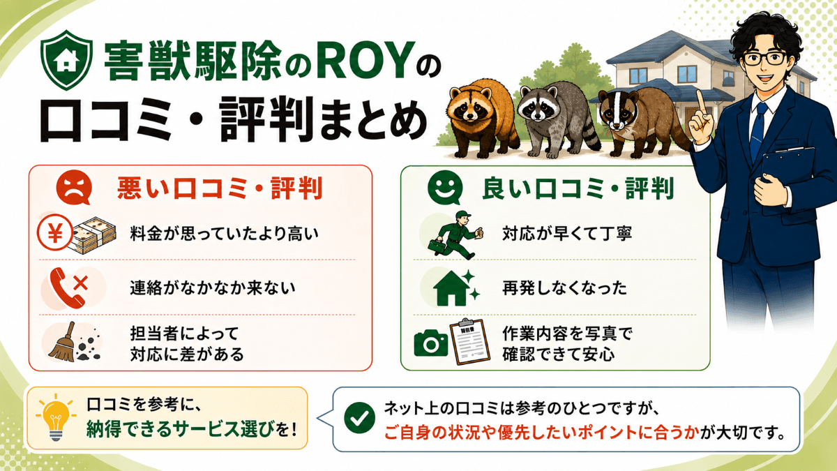 害獣駆除のROYの口コミ・評判まとめ