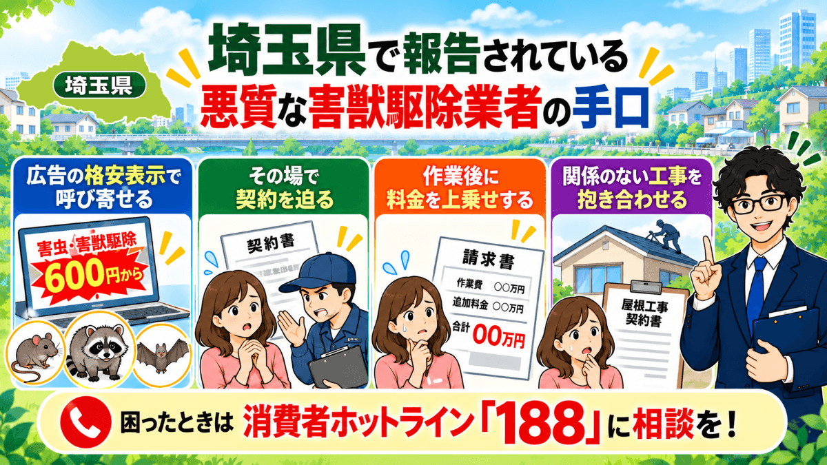 埼玉県で報告されている悪質な害獣駆除業者の手口
