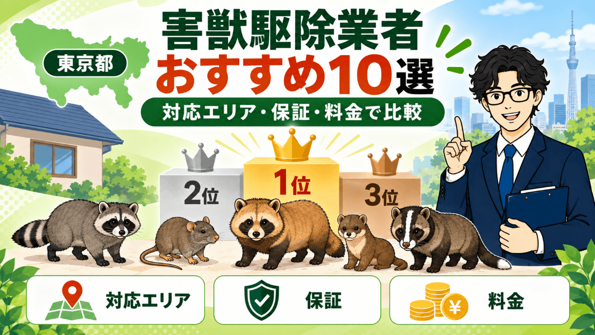 東京都に対応している害獣駆除業者おすすめ10選|対応エリア・保証・料金で比較